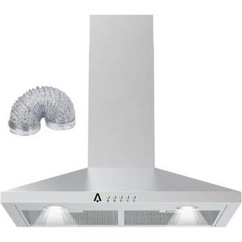 30" Wall Mount Range Hood Ductless Kitchen Vent 3-Speed Exhaust Fan with Filters