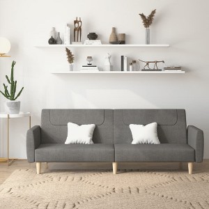 vidaXL 2-Seater Sofa Bed Dark Gray Fabric - 1 of 4