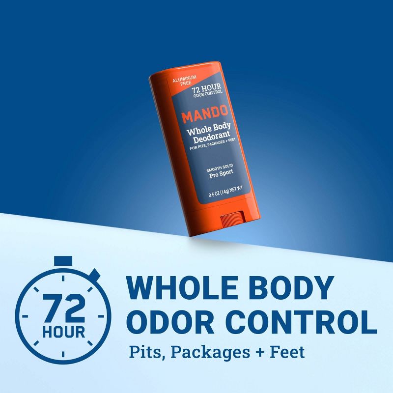 Mando Whole Body Deodorant - Men&#8217;s Aluminum-Free Smooth Solid Stick Deodorant - Pro Sport - Trial Size - 0.5oz, 4 of 11