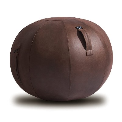 Vivora Luno Standard Series Ergonomic Leatherette Covered Sitting and Exercise Ball with Carrying Handle for Home, Office, and Dorm Use, Wenge