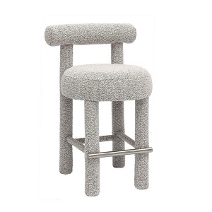 TOV Furniture Carmel Performance Boucle Counter Stool in Black & White - 1 of 4