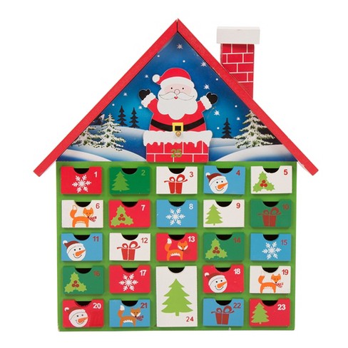 Wooden House Christmas Countdown Calendar Decor With Drawer Green Glitzhome Target