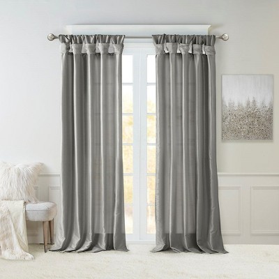 PAGED Faux Silk Blackout Curtains for Bedroom,Window Curtain Panel with Twisted Tab Top,Lined,Curtains for Living Room,Machine Washable