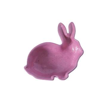 Transpac Dolomite 7.5 in. Pink Easter Colorful Bunny Bowl