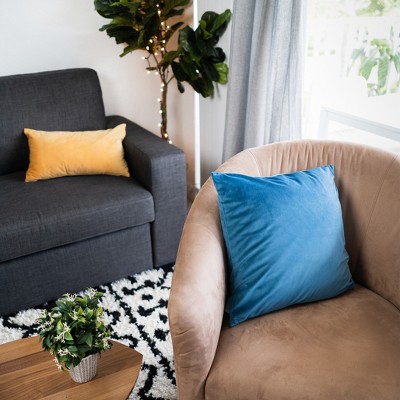 Blue Velvet 12" x 12" Euro Pillow Covers Set