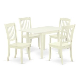 HomeStock 5-Pc Linen White Finish Solid Wood Top - Dining Room Set - Seats 4 - 1 of 4