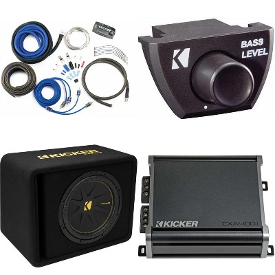 Kicker 12 Inch Comp Bass Package 50VCWC124 with 46CXA4001, Bass Knob and amp wire kit