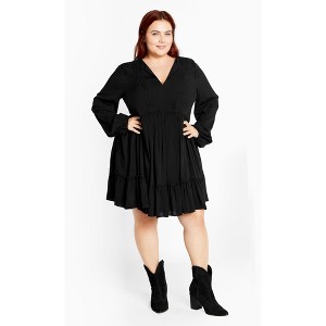 Women's Plus Size Alinda Mini Dress - black | CITY CHIC - 1 of 4