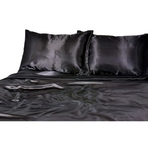 Luxury Satin 100% Polyester Woven Sheet Set King Black