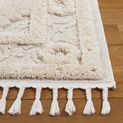 Ivory Hand-Knotted Wool and Synthetic 4' x 6' Area Rug