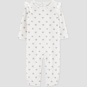 Carter's Just One You® Baby Girls' Bow Long Sleeve Romper - Ivory - 1 of 4