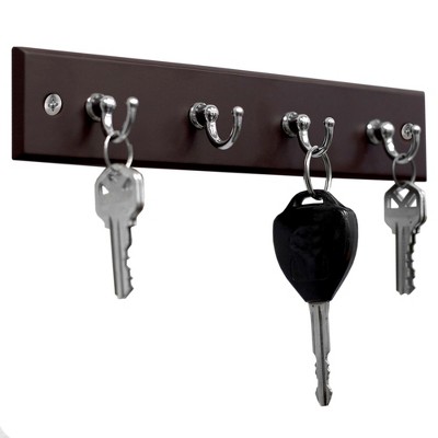Home Basics 4 Hook Wall Mounted Key Rack, Cherry