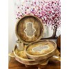 Essential Decor & Beyond 3-Piece Set Natural Wooden Round Tray with Carved Hamsa Design - 4 of 4