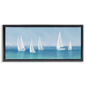 Stupell Industries White Sail Boats Across Coast, 25" x 11" - 1 of 4