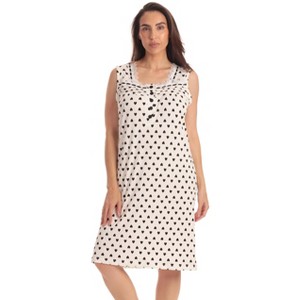 Dreamcrest Womens Sleeveless Nightgown with Lace Trim – Comfortable Sleepwear Pajamas – Solids & Prints - 1 of 3