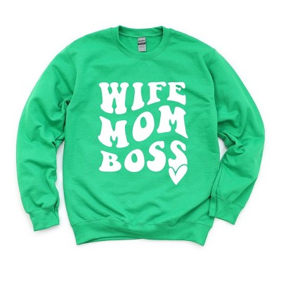 Simply Sage Market Women's Graphic Sweatshirt Wife Mom Boss Wavy Heart