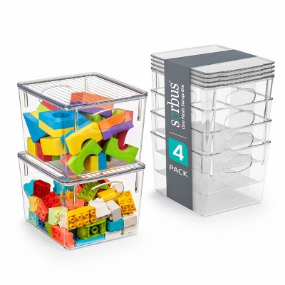 Sorbus Medium Storage Containers with Lids - Small Plastic Storage Bins - Toy Organizers and Storage Bin - Clear Containers for Organizing