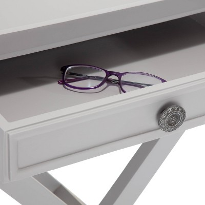 Gray Painted Wood Bedside Table with Drawer