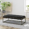 Vynxaria Upholstered Velvet Ottoman Bench with Brass Finish, Black - 3 of 4