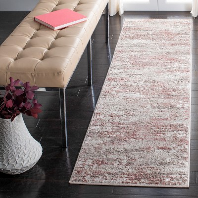 Beige & Pink Hand-Knotted Chic Synthetic Area Rug - 2'x7'