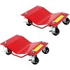 2Pcs Metal Car Wheel Dolly with Brake for Car Truck Trailer SUV, Each 2000LBS Capacity, Vehicle Tire Carts for Garage, Maintenance, Tire Changes, Red - 2 of 4