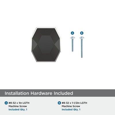 Modern Black Bronze and Polished Chrome Rectangular Cabinet Knob