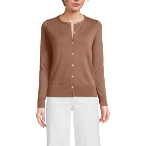 Lands' End Women's Fine Gauge Cotton Cardigan Sweater - 1 of 4