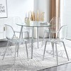 5-Piece Dining Set with Tempered Glass Round Table and 4 Transparent Plastic Chairs - 2 of 4