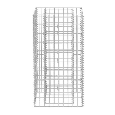 Tall Silver Galvanized Steel Gabion Raised Bed Planter