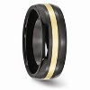 Black Bow Jewelry Black Ceramic and 14K Gold, 8mm Inlay Comfort Fit Band - 4 of 4