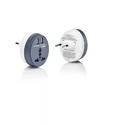 Travel Smart by Conair EU Adapter Plug with Outlet and 2 USB Ports