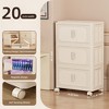 SKRAN Side Wide Folding Storage Cabinet,Multi-layer Closet organizers,Plastic Storage Bins with Magnetic Door and Wheels,Cream White B - 3 of 4