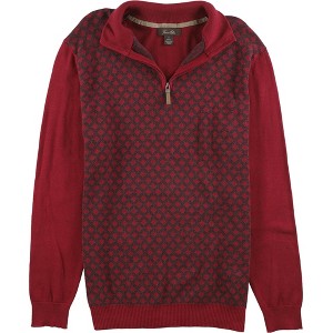 Tasso Elba Mens Patterned Quarter Zip Knit Sweater, Red, Small - 1 of 1