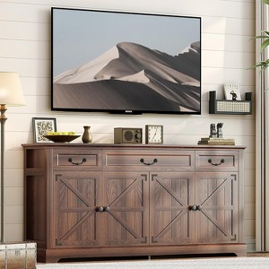 Dyonery 65" Large Sideboard Buffet Cabinet with Storage/3 Drawers/4 Doors,Farmhouse Kitchen Sideboard Buffet,Coffee Wine Bar Cabinet with Storage - 1 of 4