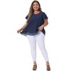 Agnes Orinda Women's Plus Size V Neck Short Flare Sleeve Double Layers Chiffon Casual Summer Blouses - 3 of 4
