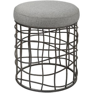 Uttermost 19 3/4" High Wire Drum Carnival Gray Fabric Accent Stool - 1 of 1
