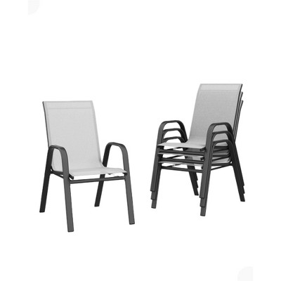 Set of 4 Outdoor Stackable Patio Chairs - High-Back Metal Frame with Durable Textilene Fabric - Perfect for Lawn, Backyard, Deck, and Garden