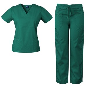 Medgear Women's Scrubs Set Medical Uniform - 4 Pocket Top and Multi Pocket Pants - 1 of 4