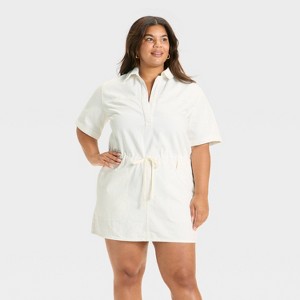 Women's Short Sleeve Drop Waist Drawstring Mini Dress - Universal Thread™ - 1 of 3