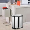 Stainless Steel Dual Compartment Trash Can, 19 Gallon (2 x 36L) Kitchen Recycling Bin - 3 of 4