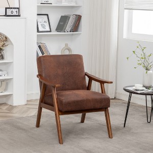 CAVINAS Accent Chair Comfy Chair Lounge Chair with Microfiber Upholstery and Solid Wood Frame for Living Room, Bedroom - 1 of 4