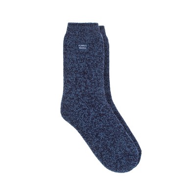 Always Warm by Heat Holders Men's Warmest Twist  Crew Socks - Navy 7-12