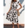 Floral Dress for Women Wedding Guest Crewneck Short Sleeve Casual Summer Dress Tie Waist Midi Flowy Boho Beach Dresses - 3 of 4