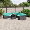 vidaXL 11 Piece Patio Sofa Set with Cushions Black Poly Rattan - 2 of 4