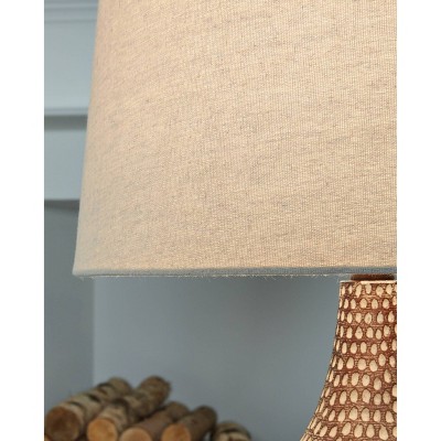 Gray and Brown 26.5" Polyresin Table Lamp Set with Drum Shade