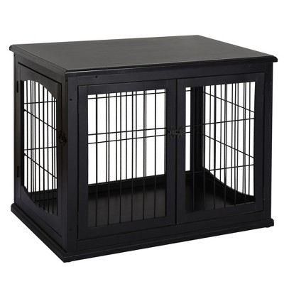 Vynxaria Dog Crate Furniture ¨C 2-in-1 End Table with Double Lockable Doors, Decorative Indoor Puppy Kennel