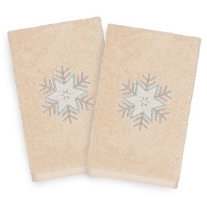 Linum Home Textiles Christmas Crystal - Embroidered Luxury 100% Turkish Cotton Hand Towels (Set of 2) - 1 of 3