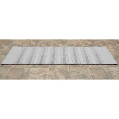 Essence Platinum Gray 22" x 60" Nylon Striped Bathroom Rug Runner