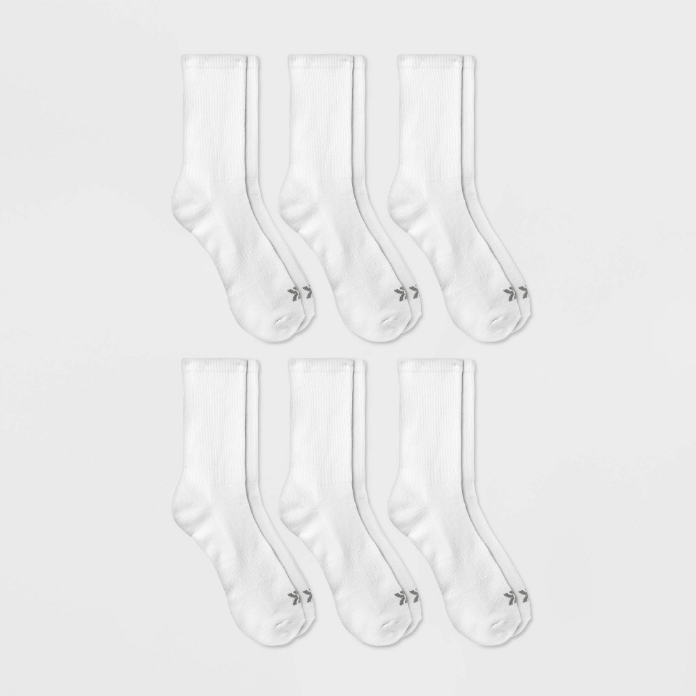 Men's Active Crew Socks 6pk - All in Motion™ White 6-12