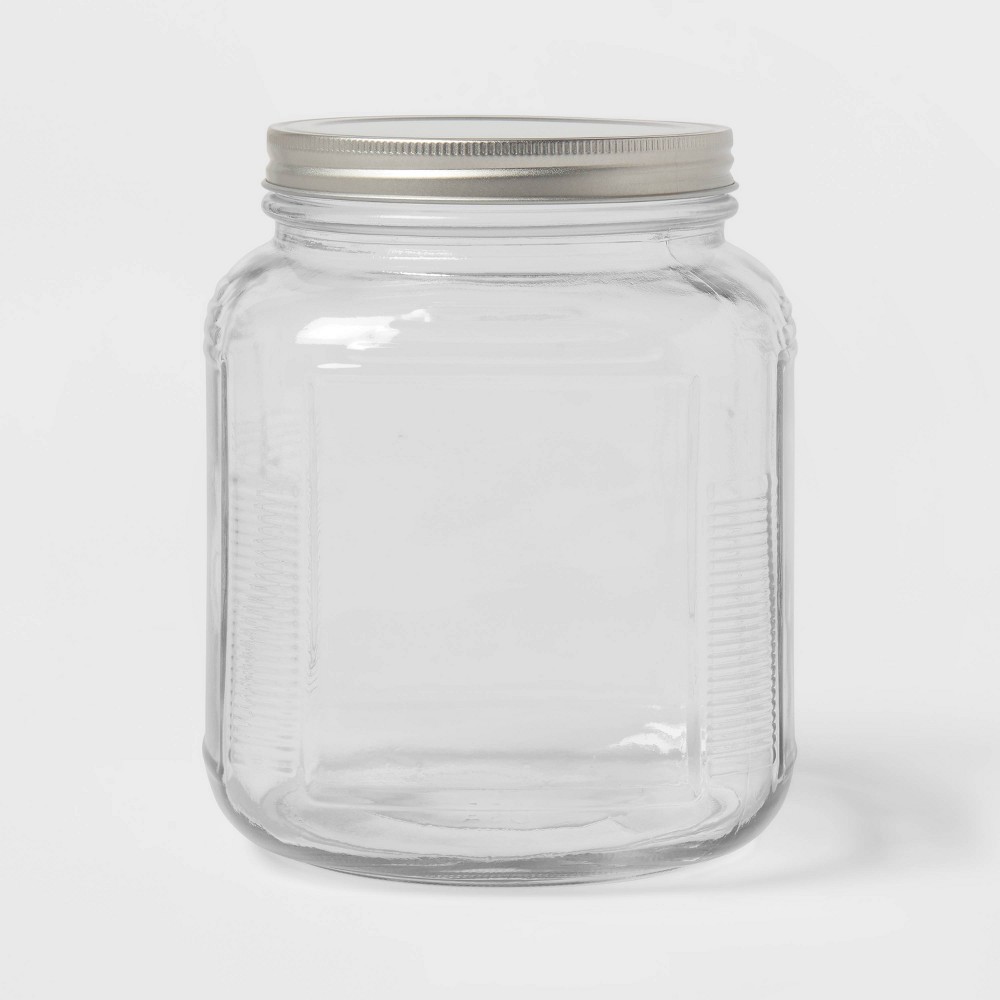 Photos - Food Container 75oz Glass Storage Jar - Threshold™: Clear Glass Container with Stainless Steel Lid, Hand Wash, Food Storage